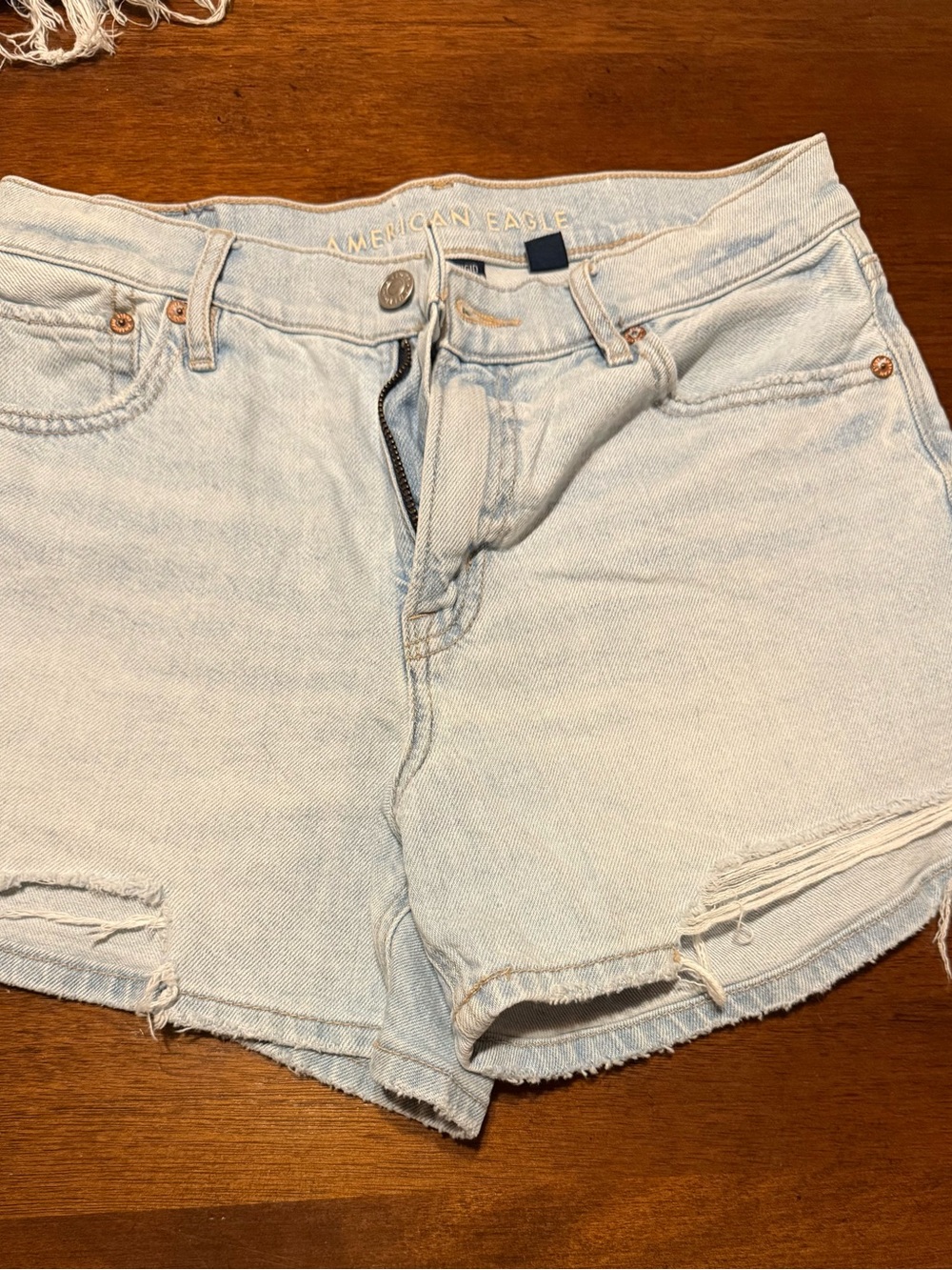 American Eagle Outfitters Light Blue Distressed Denim Cutoff Shorts